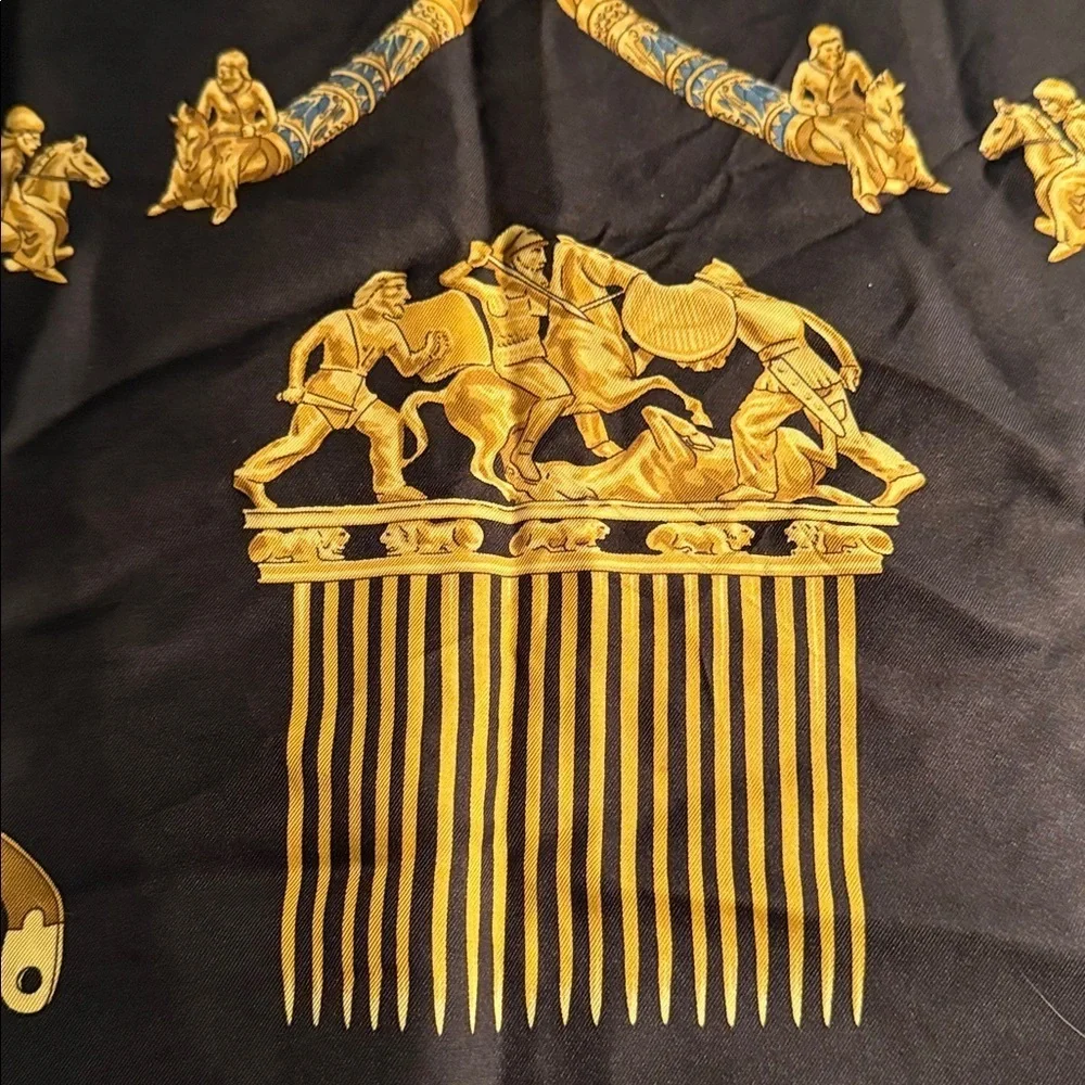 Vintage Hermes Les Cavaliers D'or by Rybal Hermes Cashmere Silk Scarf